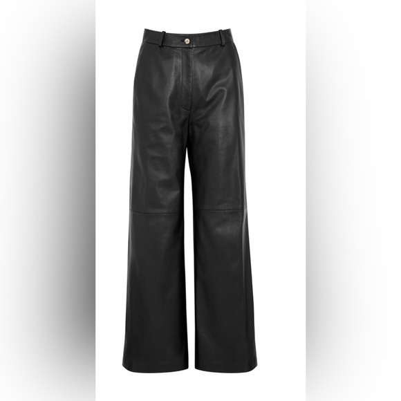 Loulou Studio noro 💯 % lambskin  leather Black Flare & Wide Leg pants - Picture 5 of 17